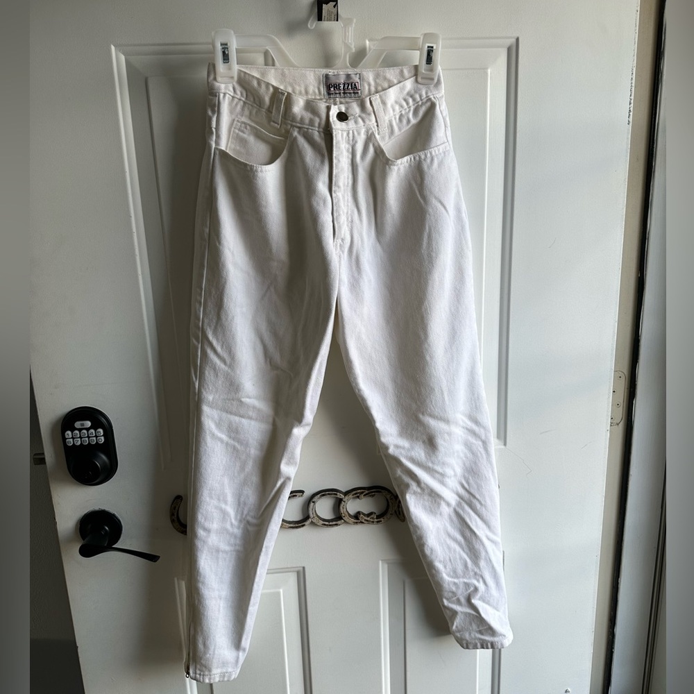 Vintage Prezzia White High Waisted Jeans Ankle Zipper Womens 24 00 - Picture 2 of 11